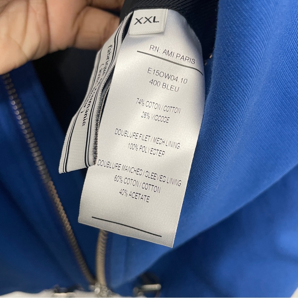 AMI Alexandre Mattiussi Mens Bomber Jacket Cobalt Blue Size XXL - Picture 5 of 6